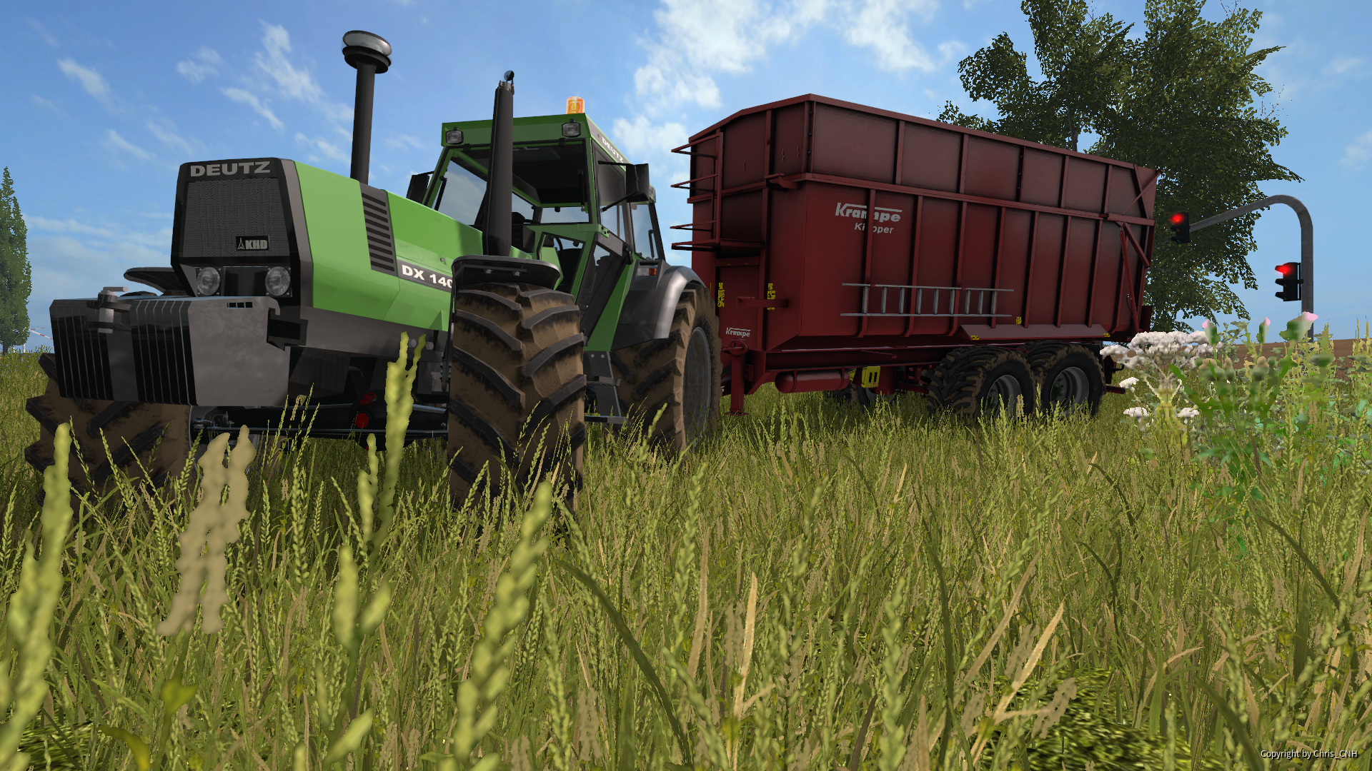Deutz Dx 140 am Getreide fahren