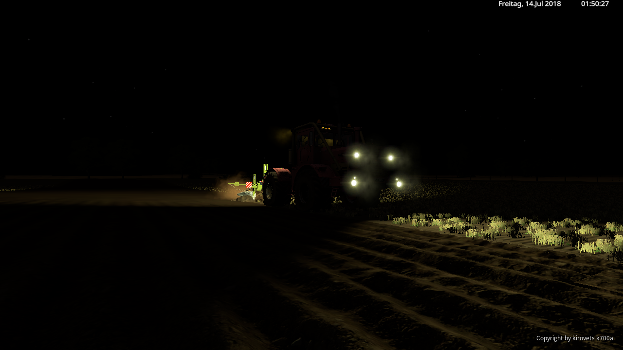 Pflügen bis in die Nacht mit dem Kirovets