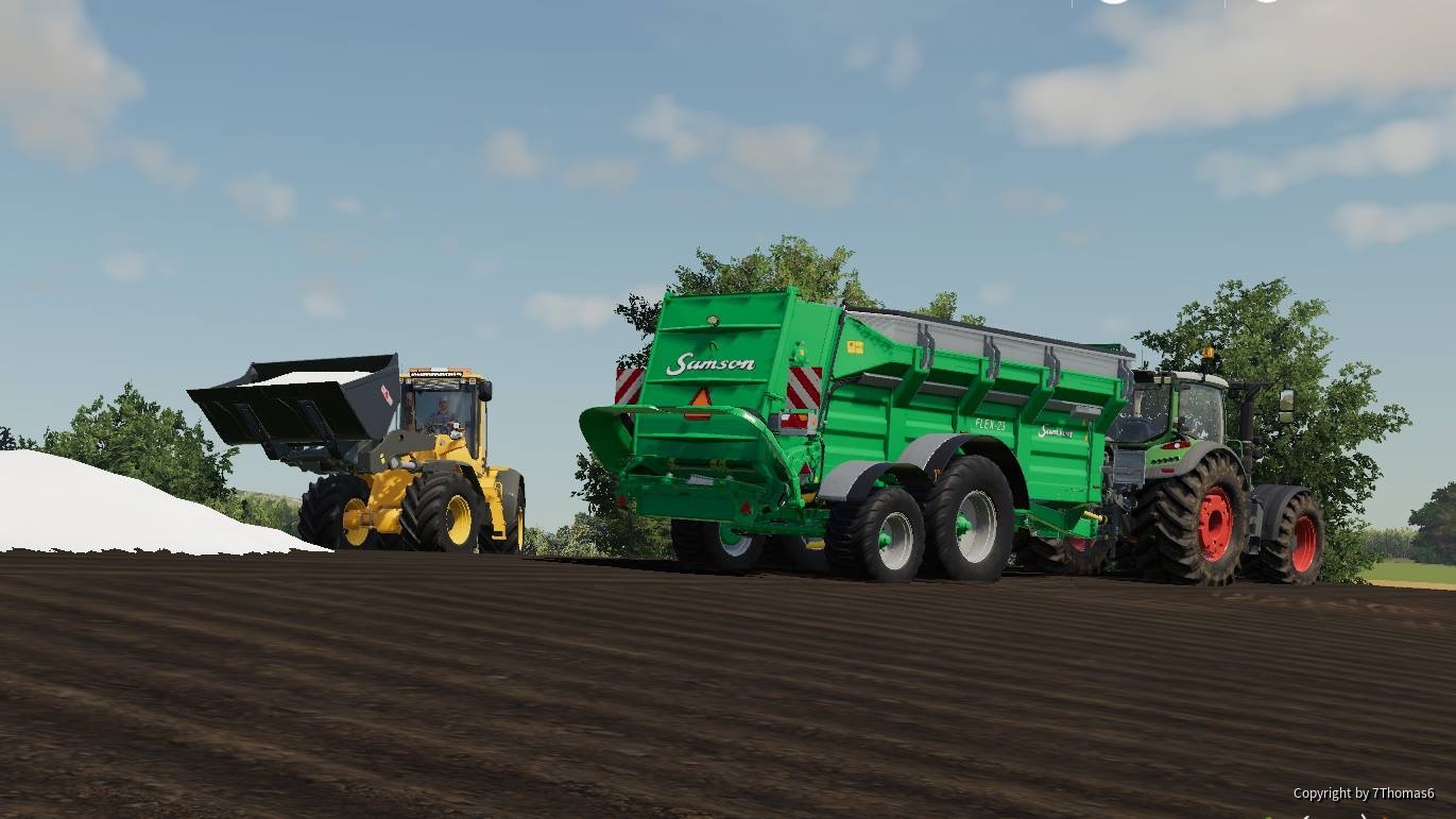 Kalk streuen mit Fendt 724 Vario S4 + Samson & Volvo L70F