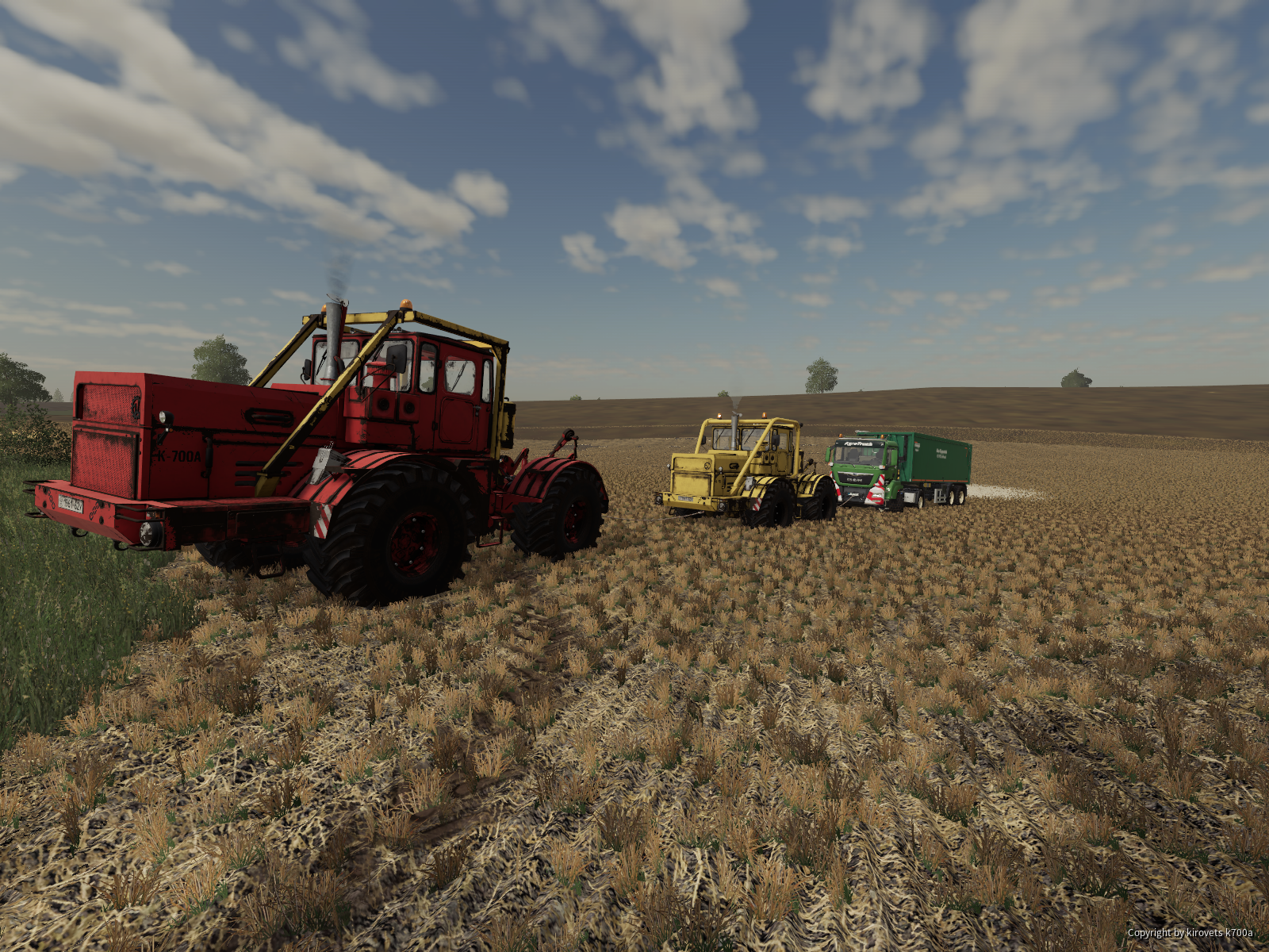 Kirovets K701 & Kirovets K700A versuchenLKW zuziehen  vom Acker