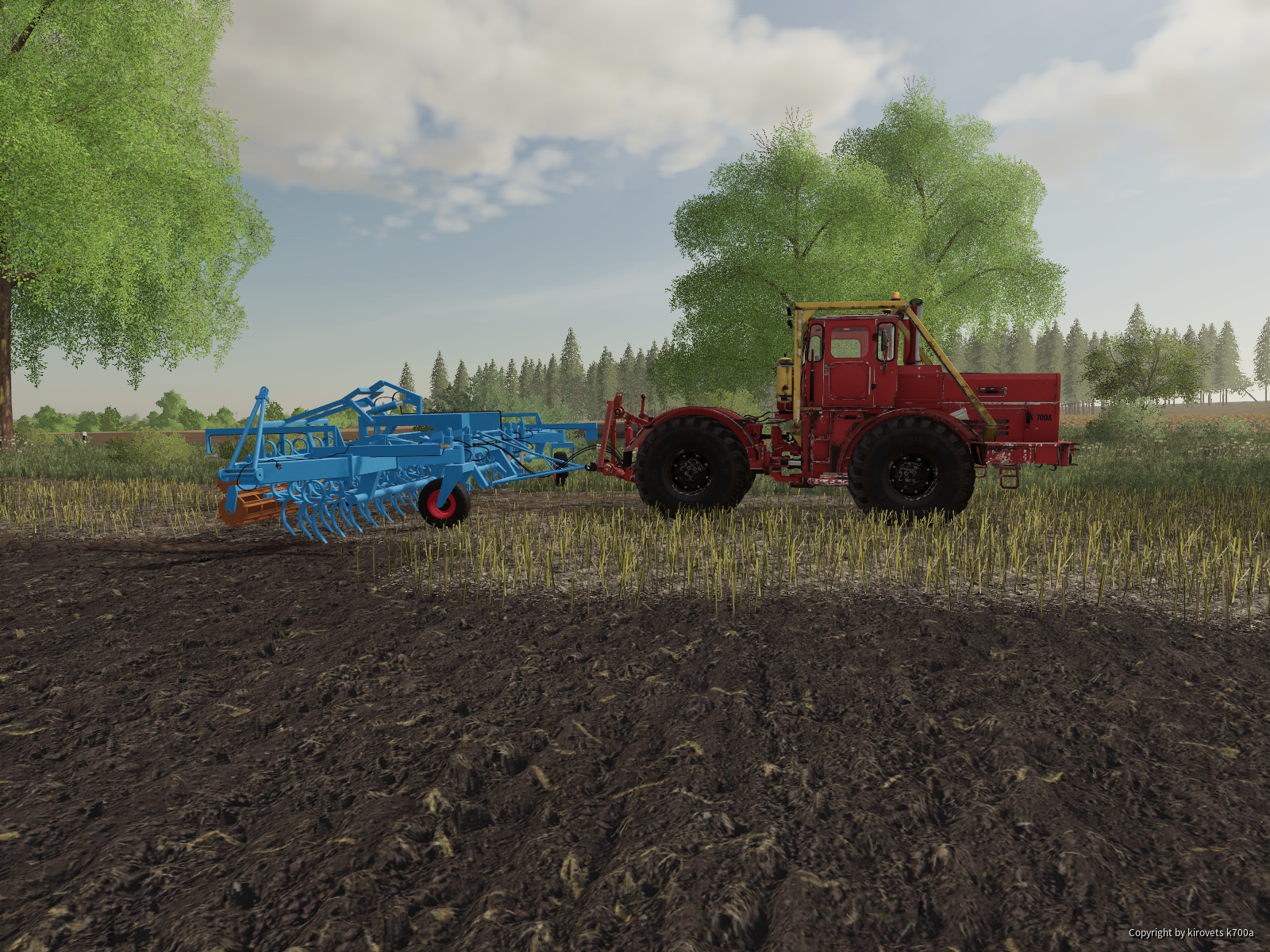 Kirovets K700A mit Fortschritt T890 Kopplungswagen