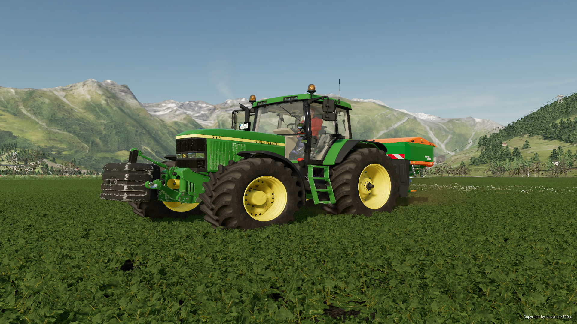 John Deere 7810 am Düngerstreuen