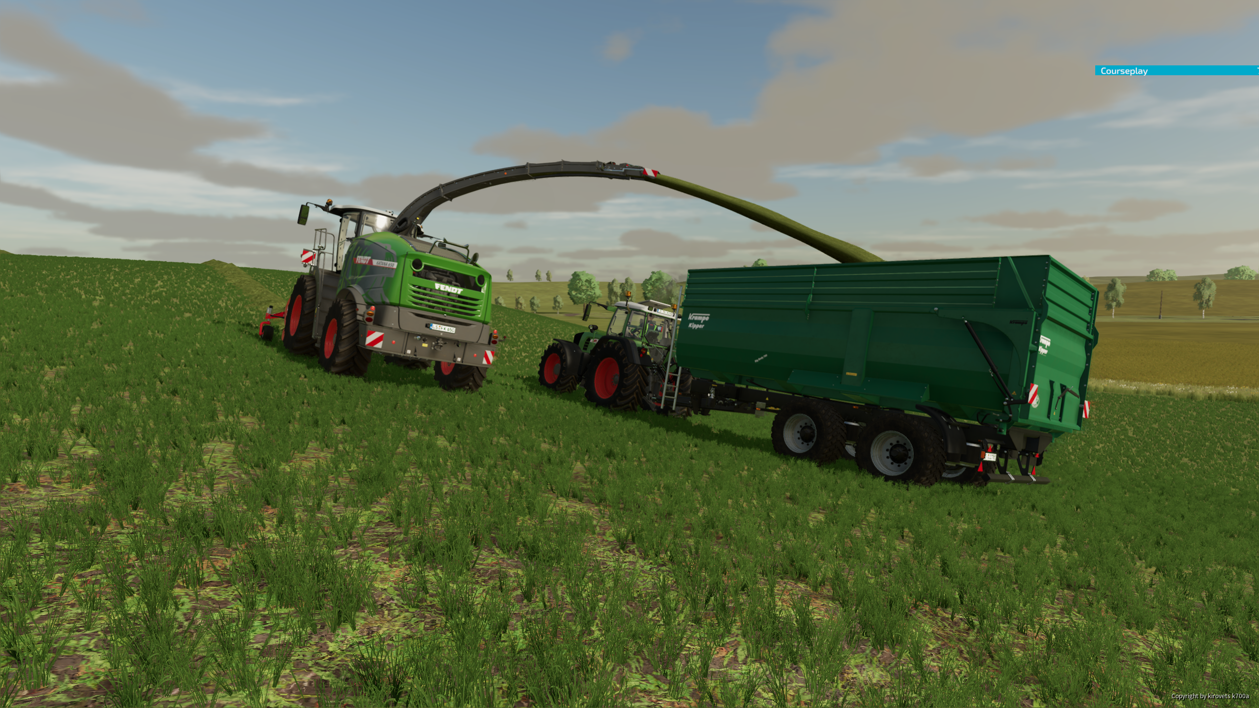 Fendt Vario 926 TMS am Gras fahren und Katana am häckseln