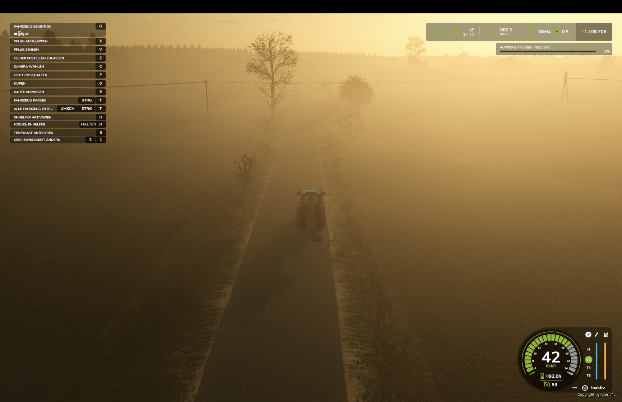 Im Morgennebel zur Feldarbeit